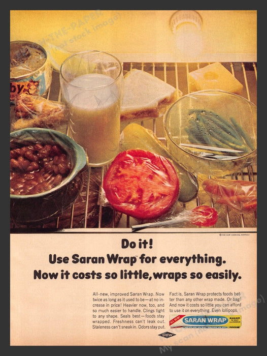 1965 Dow Saran Wrap Leftovers Print Advertisement Ad