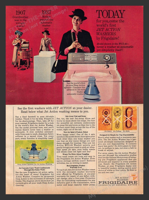 1965 Frigidaire Jet Action Washers Washing Machine Print Advertisement Ad