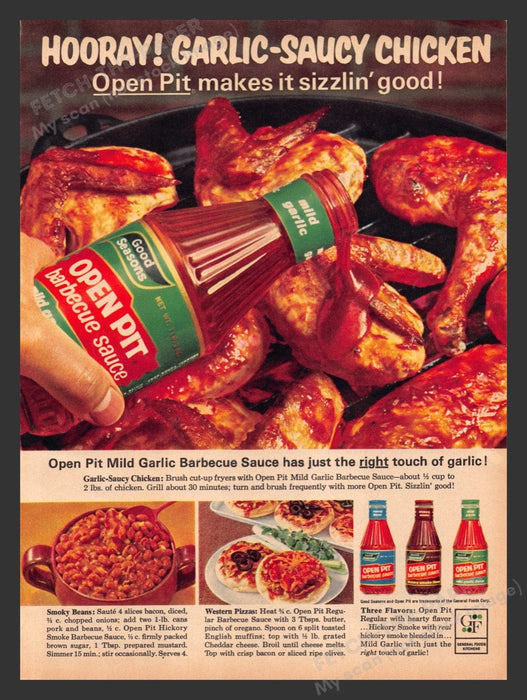 1965 Good Seasons Open Pit Barbeque Sauce Chicken Recipe Print Advertisement Ad