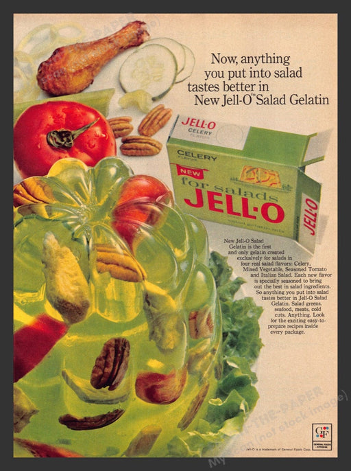1965 Jell-O Salad Gelatin "Celery" Print Advertisement Ad
