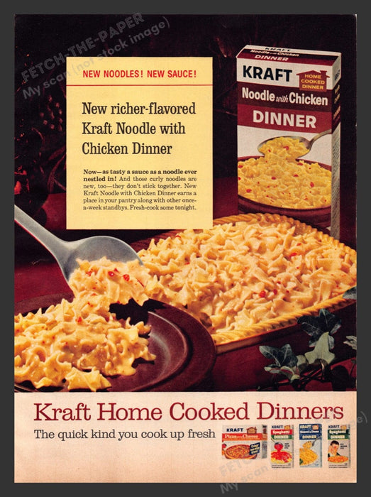 1965 Kraft Home Cooked Dinner Noodle with Chicken Print Advertisement Ad