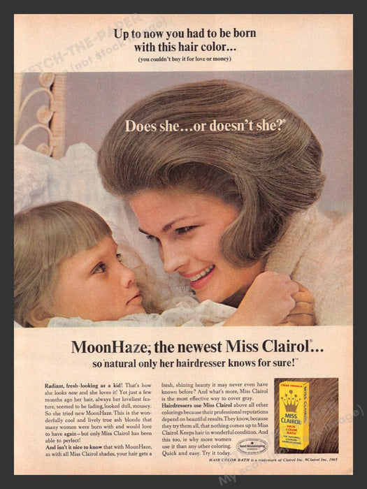 1965 Miss Clairol MoonHaze Hair Color Print Advertisement Ad