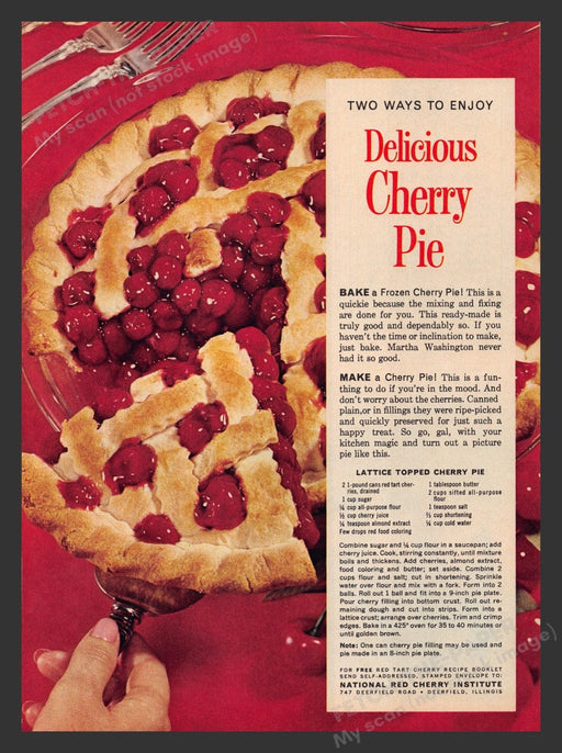 1965 National Red Cherry Institute "Cherry Pie" Recipe Print Advertisement Ad
