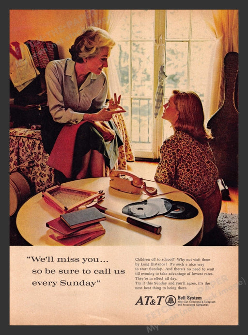 1966 Bell Telephone System Off to College Print Advertisement Ad