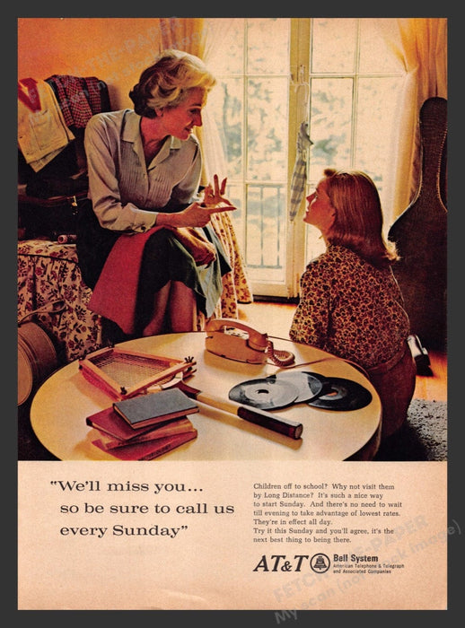 1966 Bell Telephone System Off to College Print Advertisement Ad