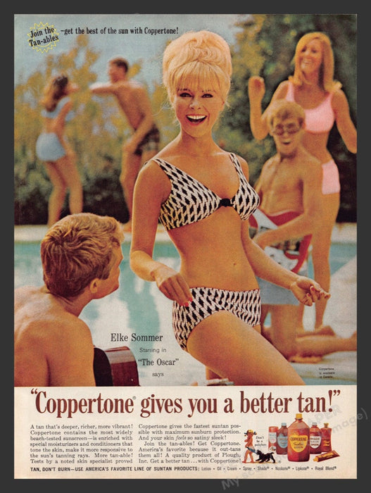 1966 Coppertone Suntan Lotion Elke Sommer Print Advertisement Ad