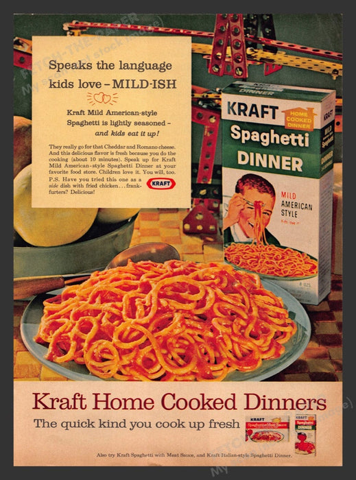 1966 Kraft Spaghetti Dinner Home Cooked Print Advertisement Ad