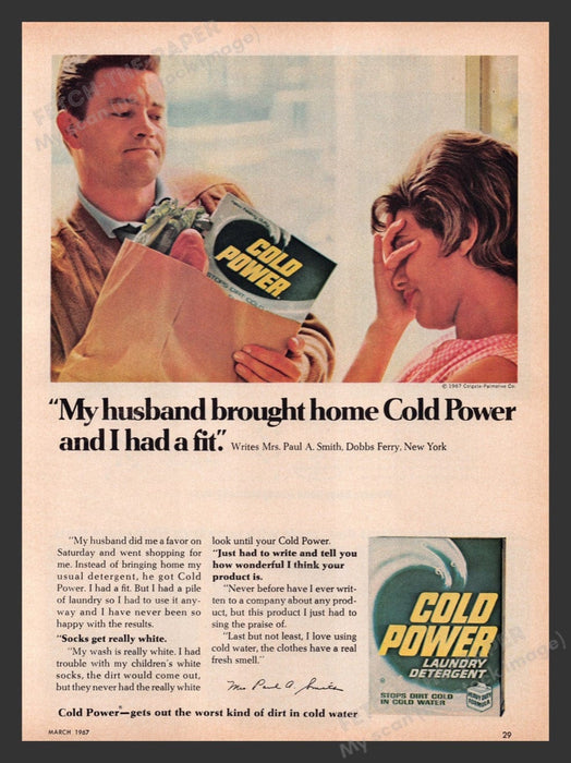 1967 Cold Power Laundry Detergent Print Advertisement Ad