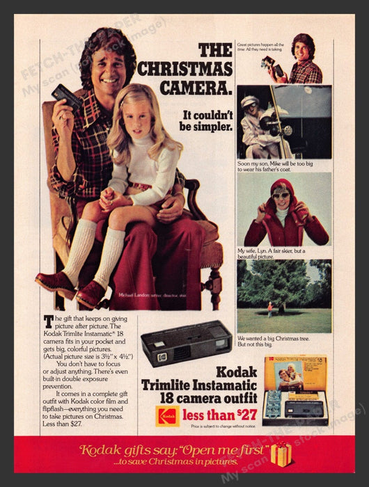 1977 Kodak Trimlite Instamatic Camera Michael Landon Print Advertisement Ad