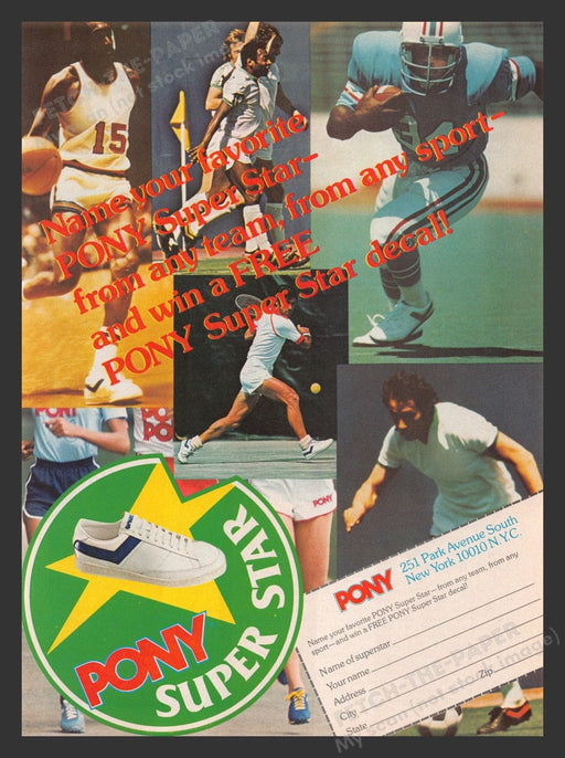 1978 Pony Super Star Athletic Shoes Sports Print Advertisement Ad