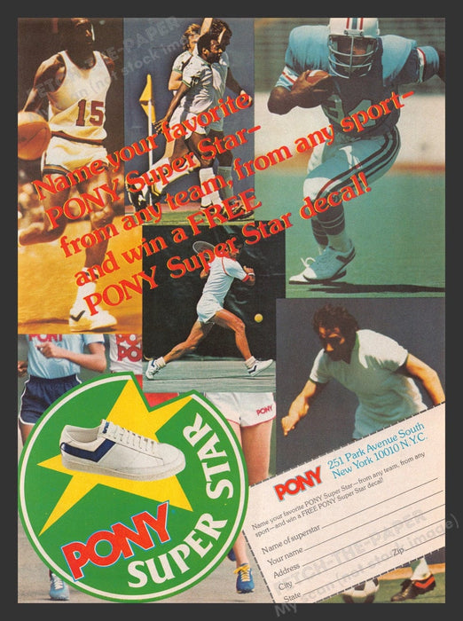 1978 Pony Super Star Athletic Shoes Sports Print Advertisement Ad