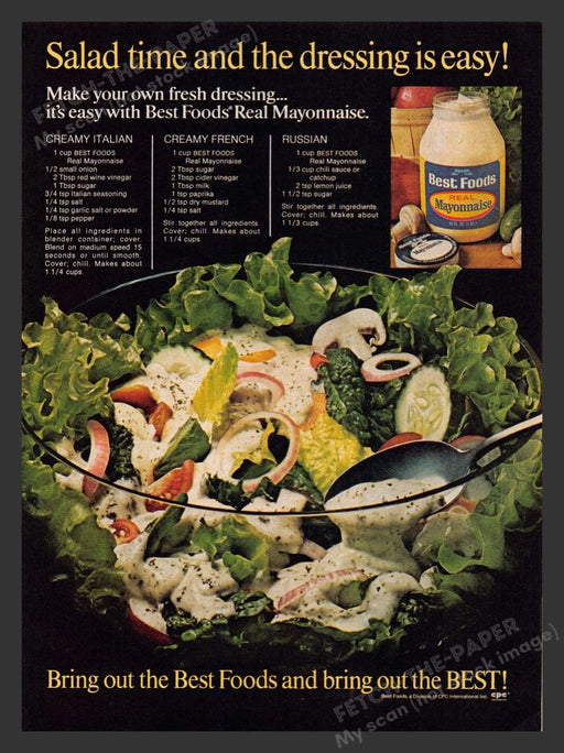 1980 Best Foods Real Mayonnaise Salad Dressing Recipes Print Advertisement Ad