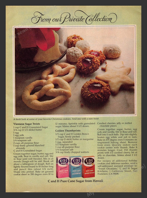 1980 C and H Pure Cane Sugar from Hawaii Cookie Recipes Print Advertisement Ad