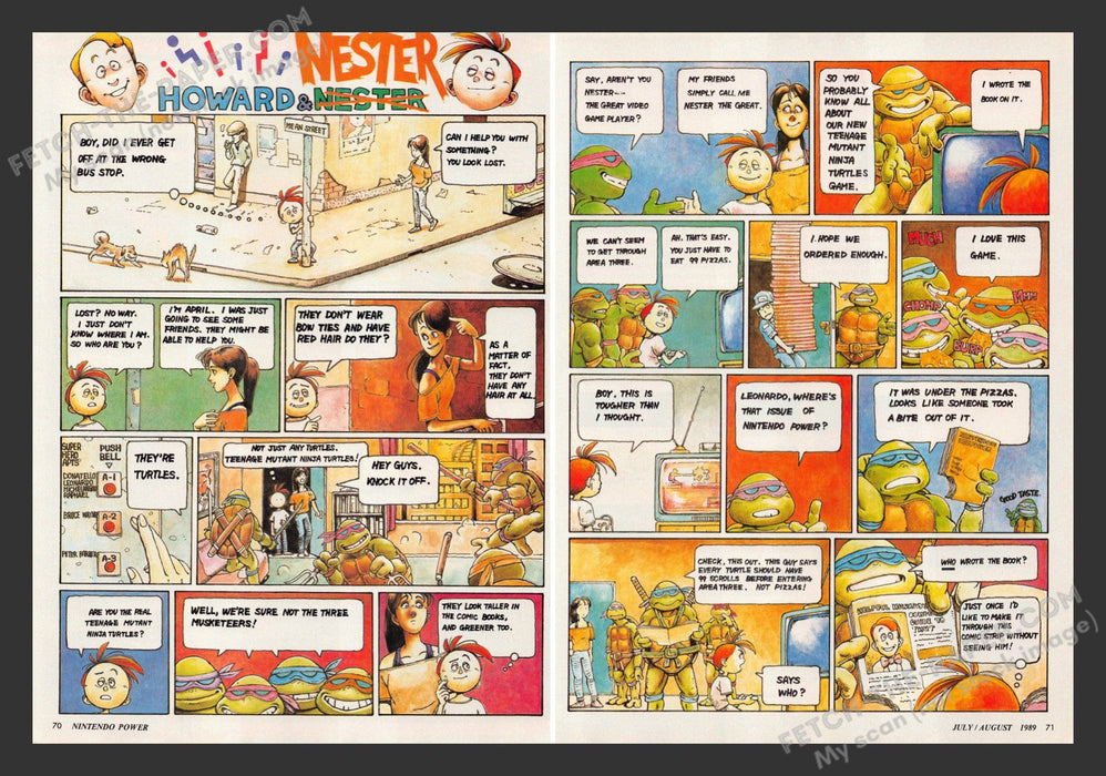 1989 Print Advertisement 2 Page Howard & Nester Comic Video Game Ad.