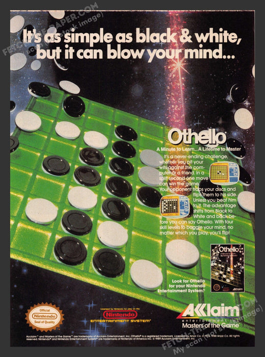 1989 Print Advertisement Othello Video Game Ad.
