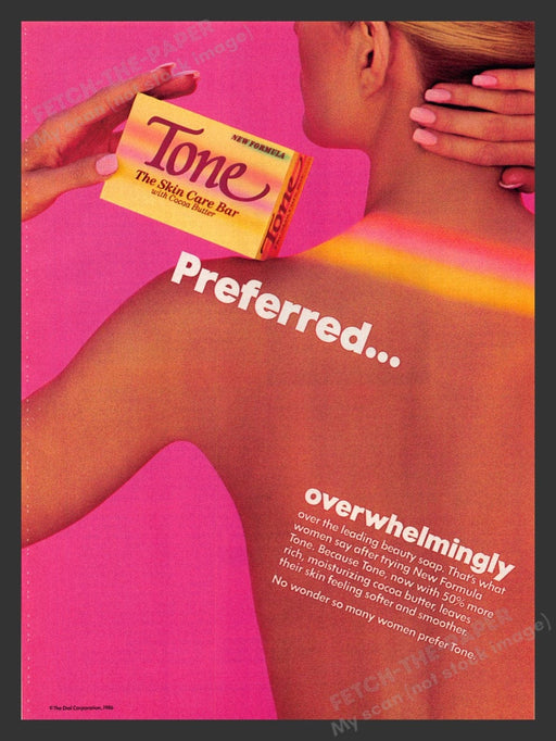 1986 Tone The Skin Care Bar with Cocoa Butter Nude Print Advertisement Ad