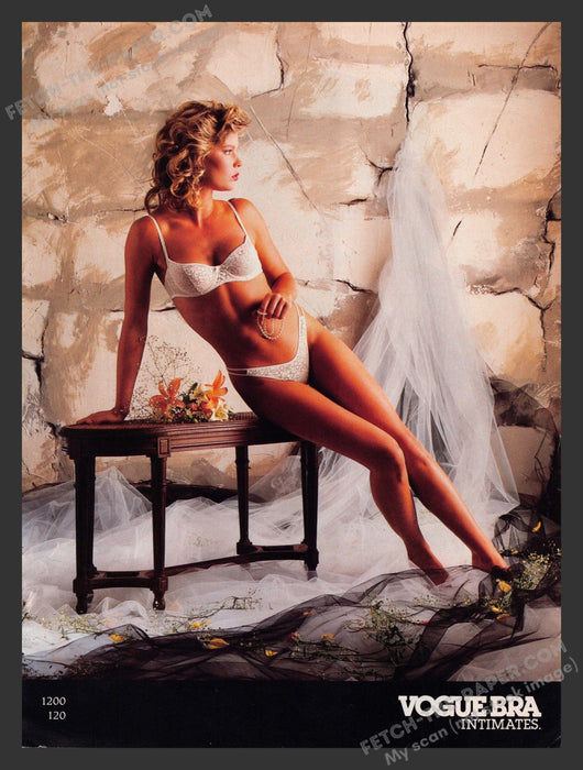1980s Print Advertisement Vogue Intimates Lace Lingerie Bra & Panties Ad.