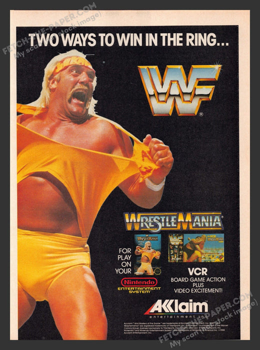 1988 Print Advertisement WWF WrestleMania Hulk Hogan Athlete Video Game Ad.