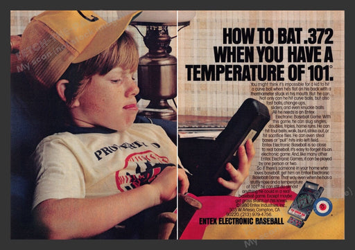 1981 Entex Electronic Baseball Handheld Game Print Advertisement (2 Pages)