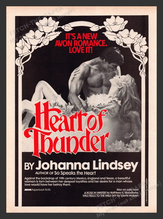 1983 "Heart of Thunder" by Johanna Lindsey Promo Book Print Advertisement Ad
