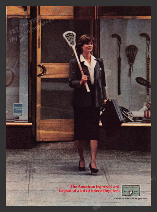 1984 American Express Card Woman Lacrosse Stick Print Advertisement Ad