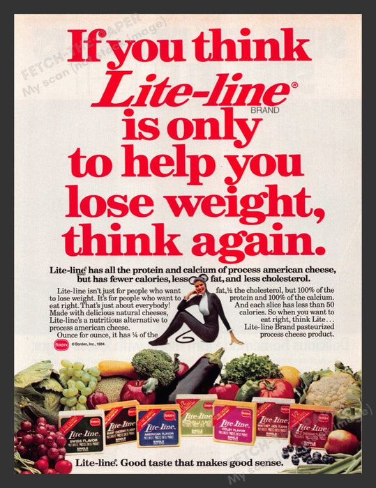 1984 Borden Lite-Line Cheeses Mouse Costume Lady Print Advertisement Ad