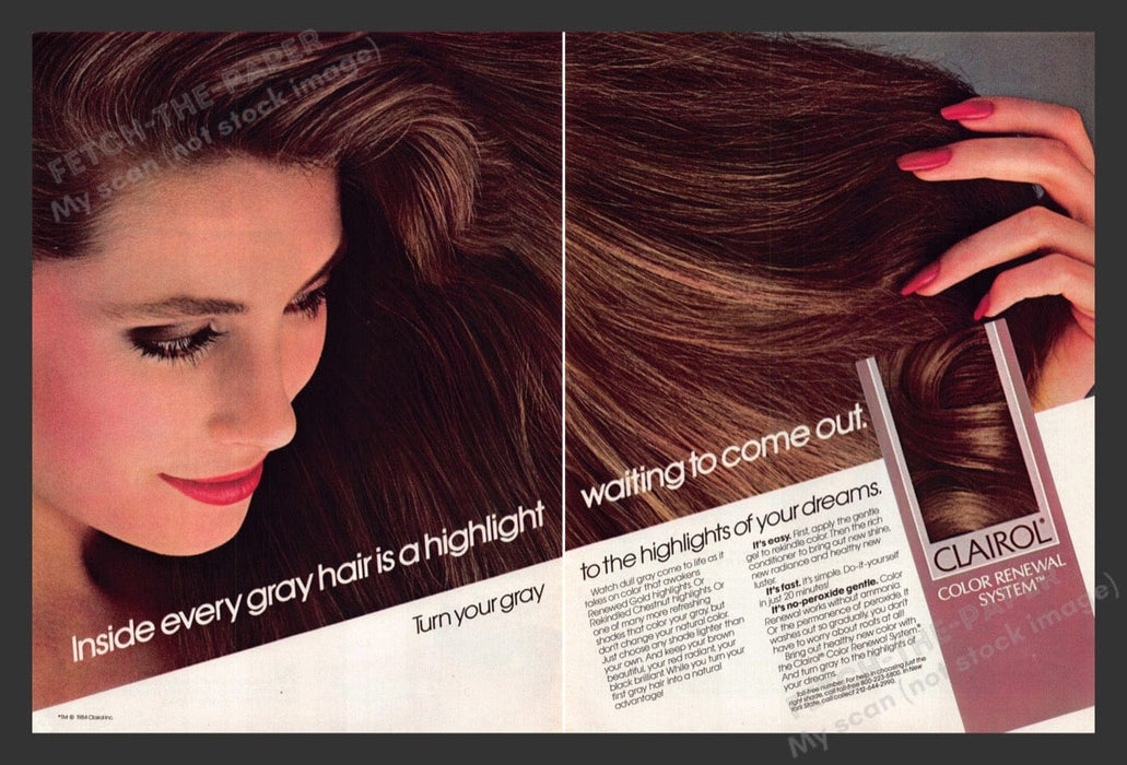 1984 Clairol Color Renewal System Brunette Sexy Print Advertisement (2 Pages)