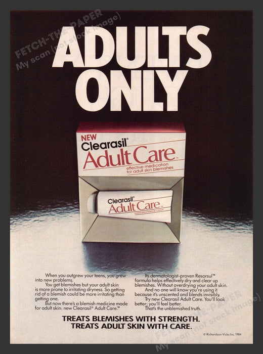 1984 Clearasil Adult Care Skin Blemish Medication Print Advertisement Ad
