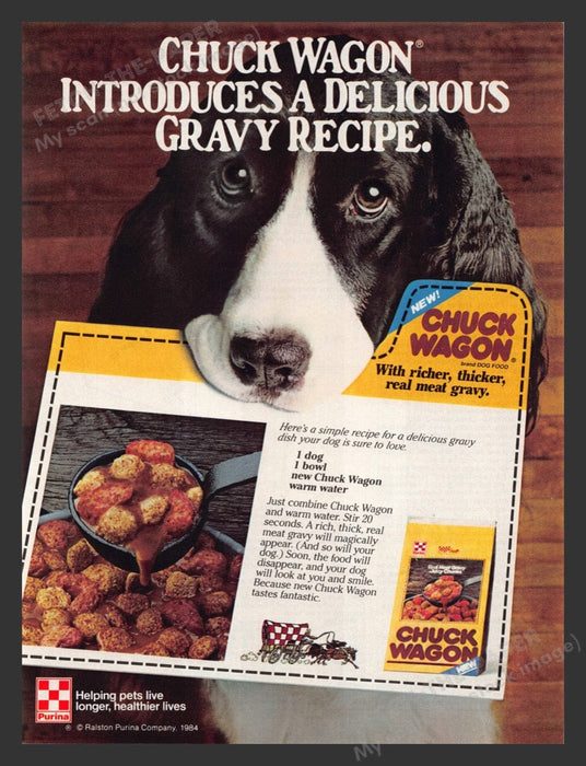 1984 Purina Chuck Wagon Dog Gravy Recipe Print Advertisement Ad