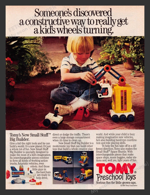 1984 Tomy Preschool Toys Small Stuff Big Builder Print Advertisement Ad