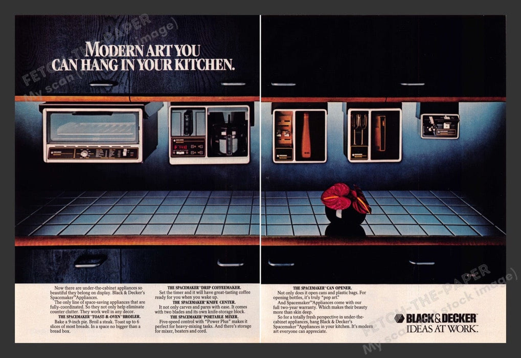 1985 Black & Decker Kitchen Spacemaker Appliances Print Advertisement (2 Pages)