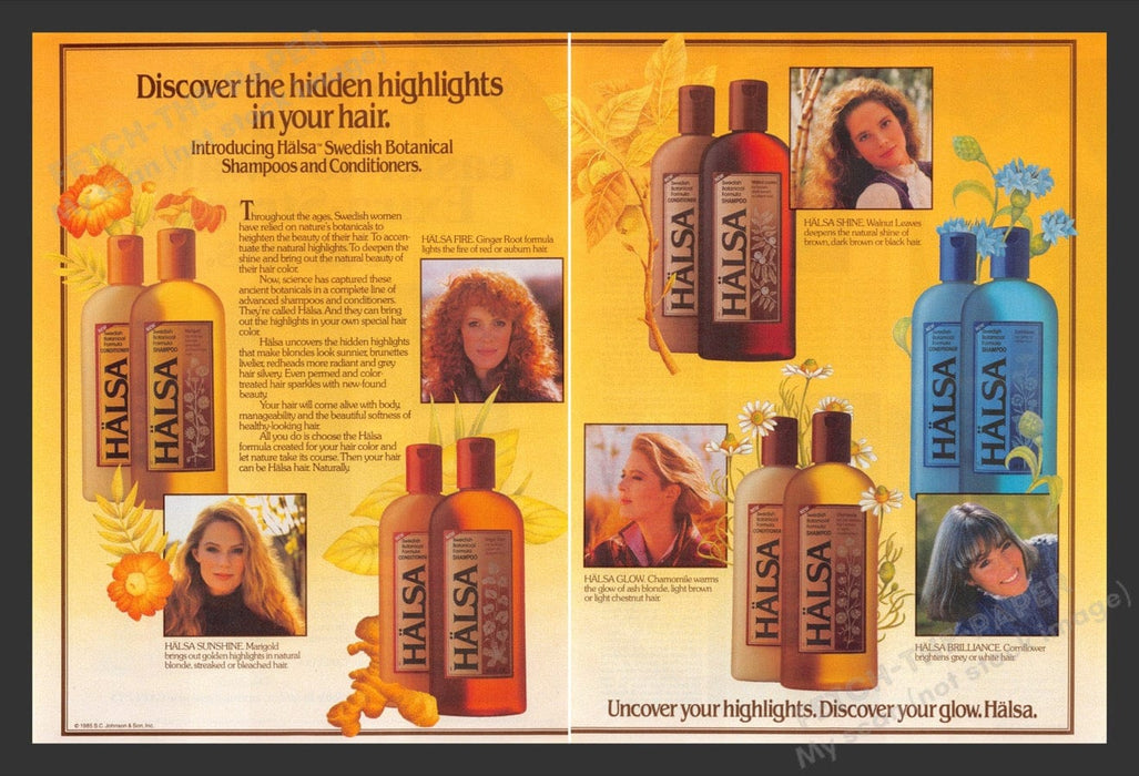1985 Halsa Swedish Botanical Shampoos & Conditione Print Advertisement (2 Pages)
