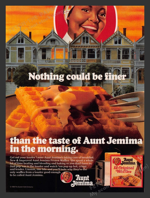 1986 Aunt Jemima Waffles San Francisco Painted Ladies Print Advertisement Ad