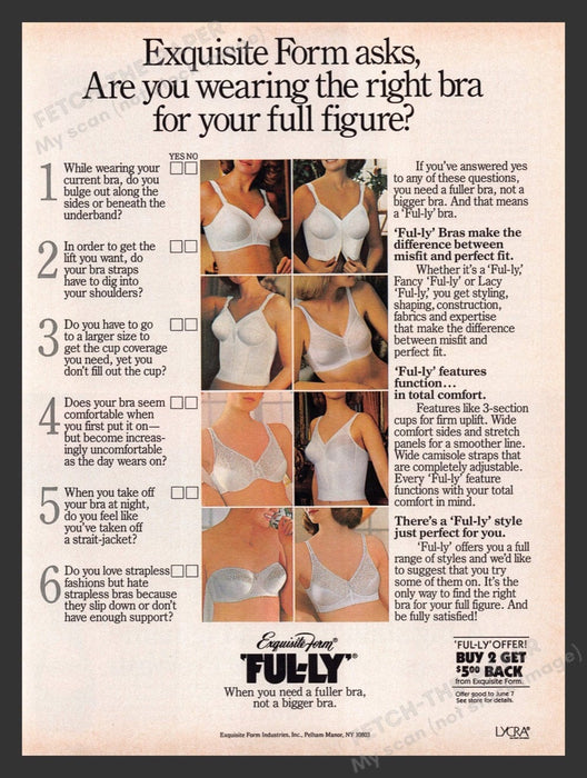 1986 Exquisite Form "Ful-ly" Fuller Bra Print Advertisement Ad