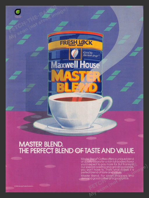 1986 Maxwell House Master Blend Coffee Print Advertisement Ad