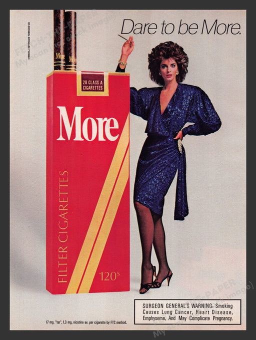 1986 More Cigarettes "Dare to be More" Print Advertisement Ad