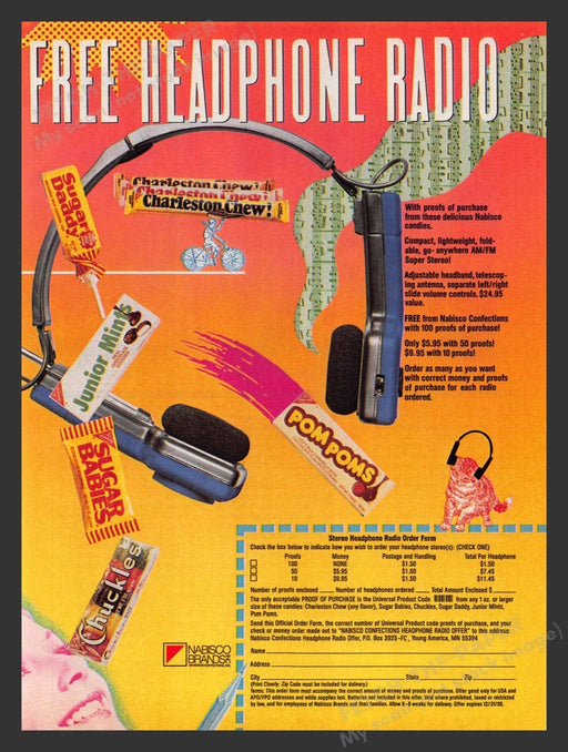 1986 Nabisco Brands Free Headphone Radio Print Advertisement Ad
