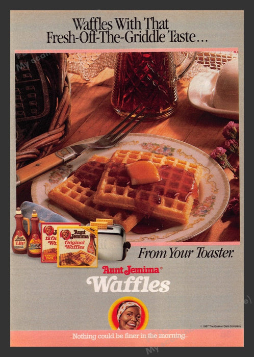 1987 Aunt Jemima Waffles From Your Toaster Print Advertisement Ad