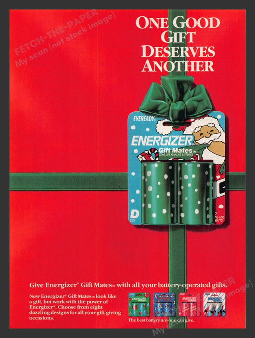 1987 Eveready Energizer Gift Mates Holiday Print Advertisement Ad