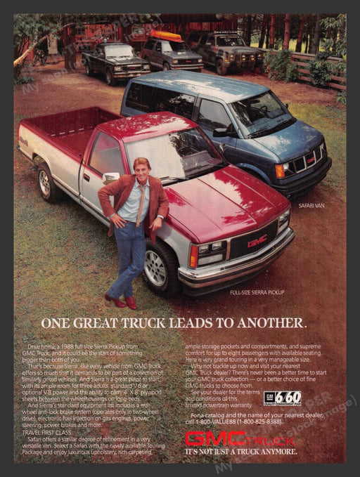 1987 GMC Truck Sierra Pickup & Safari Van Print Advertisement Ad