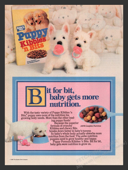 1987 Ken-L Ration Puppy Kibbles 'n Bits Scotty Print Advertisement Ad
