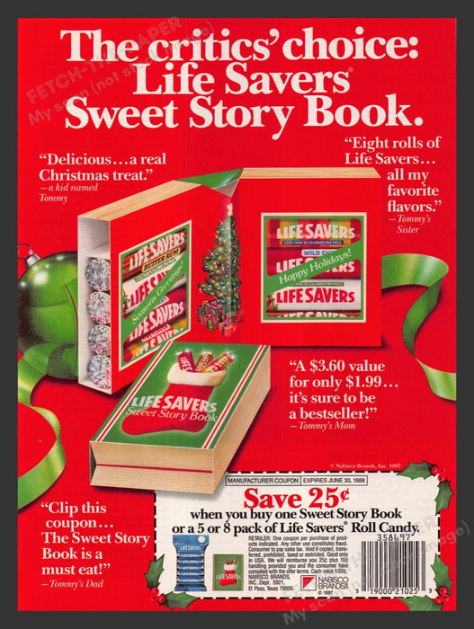 1987 Life Savers Candy Sweet Story Book Holiday Print Advertisement Ad