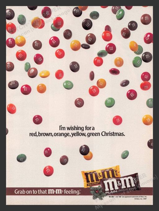 1987 M&M's Christmas Candy Print Advertisement Ad