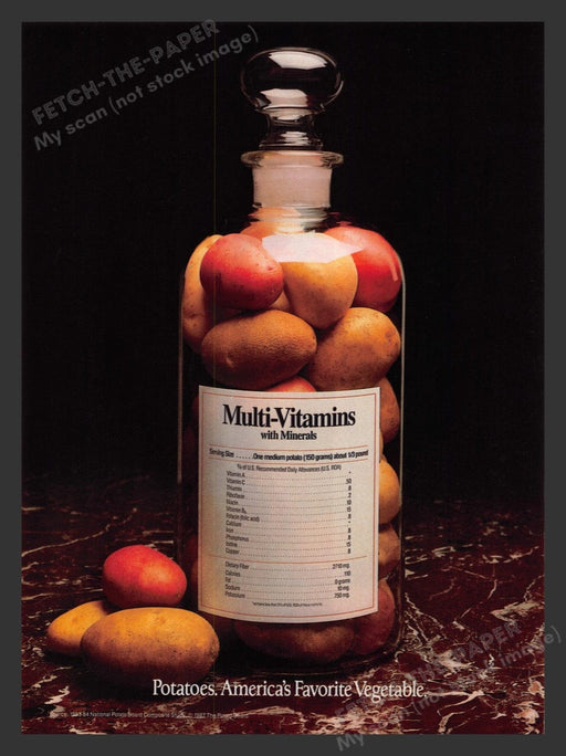 1987 Potatoes "Multi-Vitamins" America's Favorite Vegetable Print Advertisement