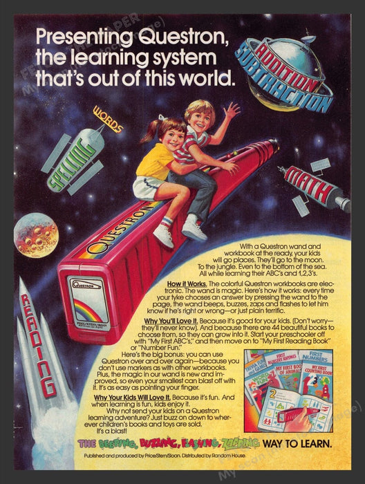 1987 Questron Learning System for Kids Illustration Print Advertisement Ad