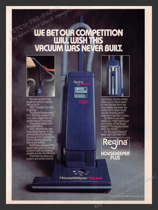 1987 Regina Housekeeper Plus Vacuum Print Advertisement Ad