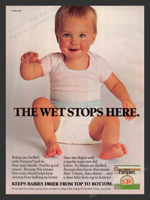 1987 Ultra Pampers Diapers Happy Baby! Print Advertisement Ad
