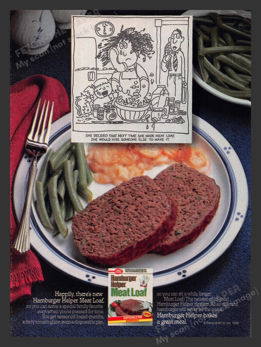 1988 Betty Crocker Hamburger Helper Meat Loaf Print Advertisement Ad
