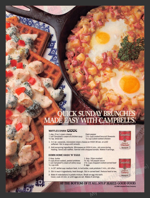 1988 Campbell's Soup Sunday Brunches Recipe Print Advertisement Ad