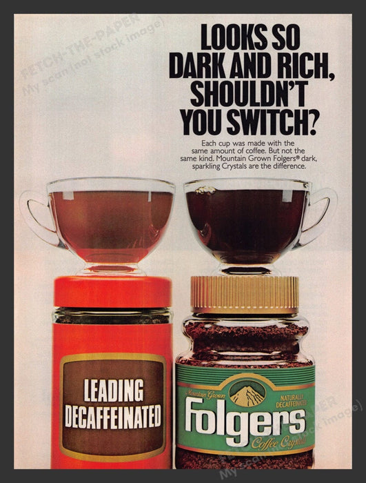 1988 Folgers Coffee Crystals Mountain Grown Print Advertisement Ad